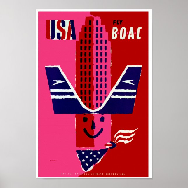Poster USA ~ Vol BOAC (Devant)