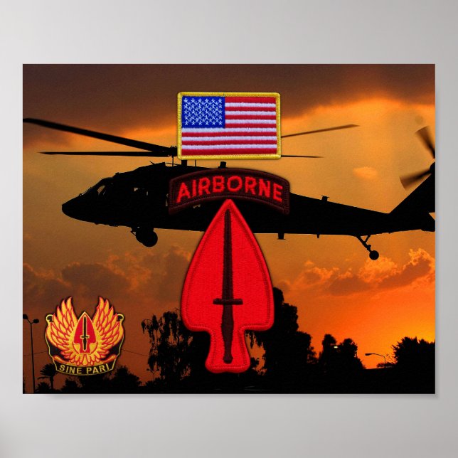 Poster USASOC Opérations spéciales SOF LRRP Vets Patch (Devant)