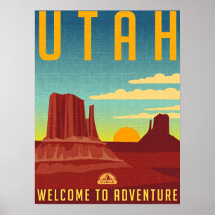Poster Utah Adventure - Conception Vintage