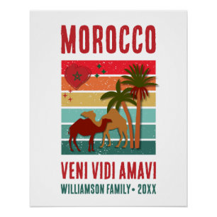 Poster Vacances de réunion de famille Maroc Voyage Souven