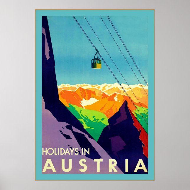Poster Vacances En Autriche ~Vintage voyage (Devant)