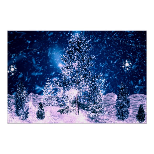 Poster vacances forêt bleue hivernale Noël   (Devant)