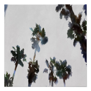 Poster Vacances Palmiers tropicaux Aquarelle artistique