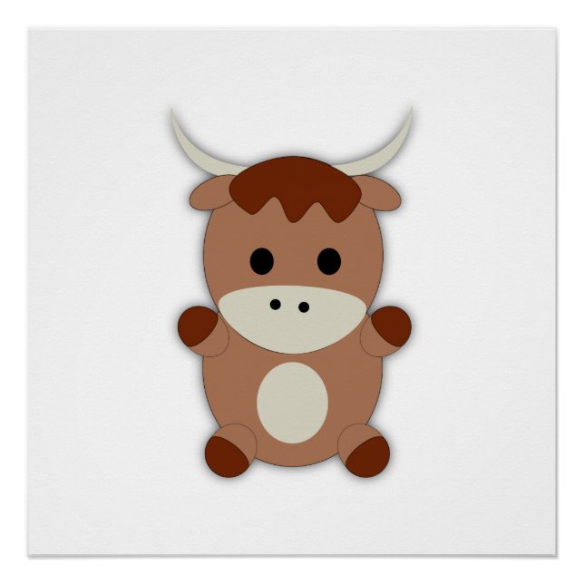 Poster Vache Brown mignonne (Devant)