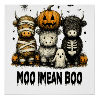 Poster Vache Highland Écossaise Halloween Effrayante