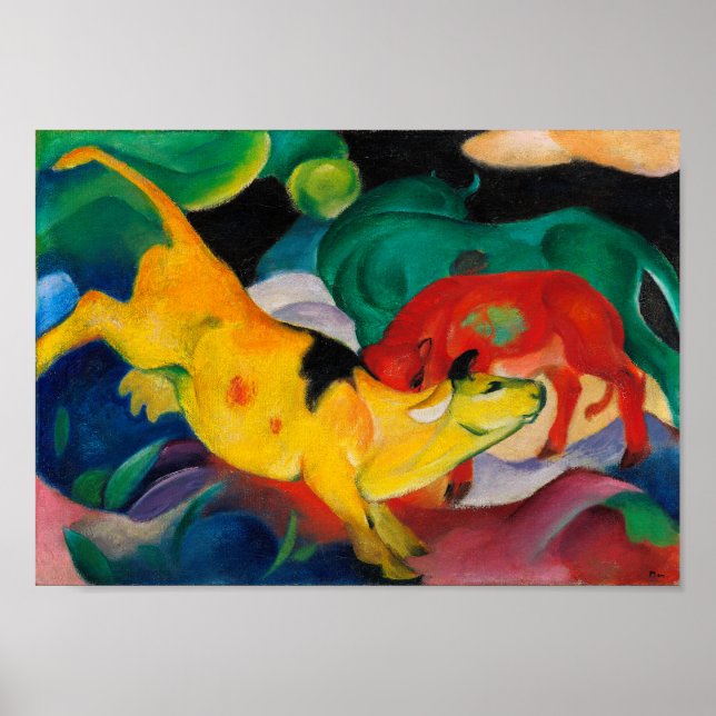 Poster Vache jaune par Franz Marc (Devant)