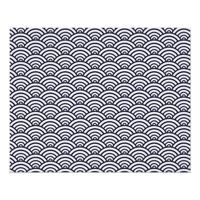 Poster Vagues bleues japonaises Seigaiha Mer (Devant)