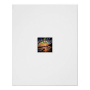 Poster Vagues de plage au coucher du soleil psychédélique