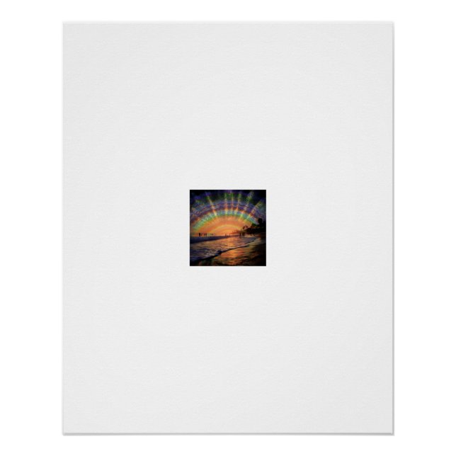 Poster Vagues de plage au coucher du soleil psychédélique (Devant)