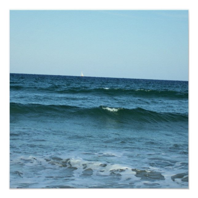 Poster Vagues d'océan bleu s'étirant vers l'horizon (Devant)