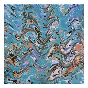 Poster Vagues en bleu acrylique pour l'art Abstrait