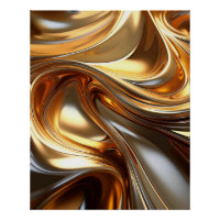 Vagues en métal liquide doré - Art moderne brillan