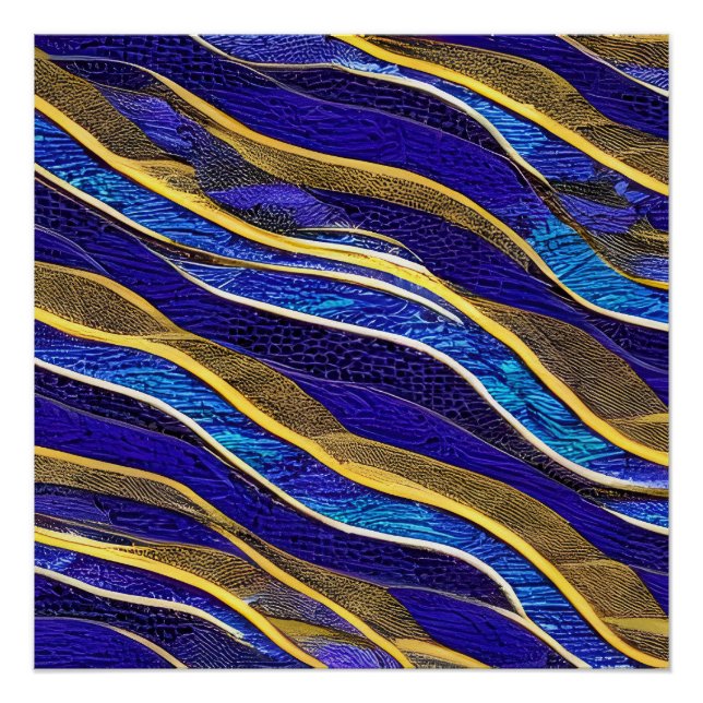 Poster Vagues fracturées du paysage marin Abstrait 33 (Devant)
