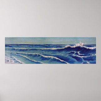 Poster Vagues Hatō Zu - Uehara Konen. Bois japonais