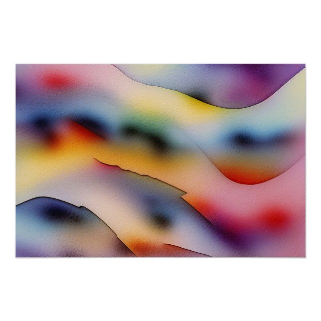 Poster "Vagues réfractaires" Art Abstrait contemporain (Devant)