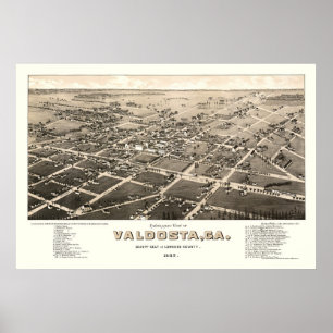 Poster Valdosta, carte panoramique de GA - 1885