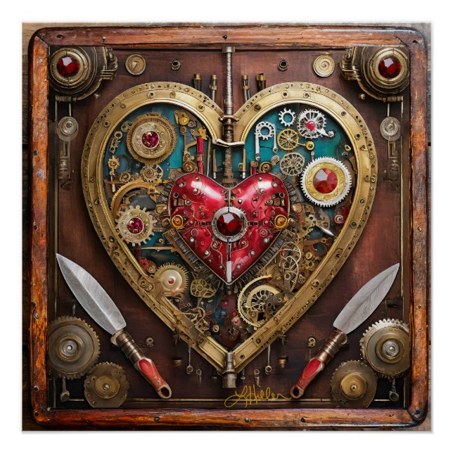 Poster Valentin Guerrier Steampunk Rubis Et Poignards (Devant)