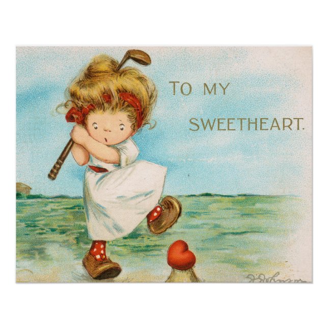Poster Valentine de golf fantaisiste et kitsch, circa 191 (Devant)