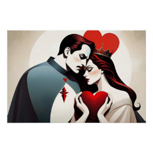 Poster Valet et reine de coeur