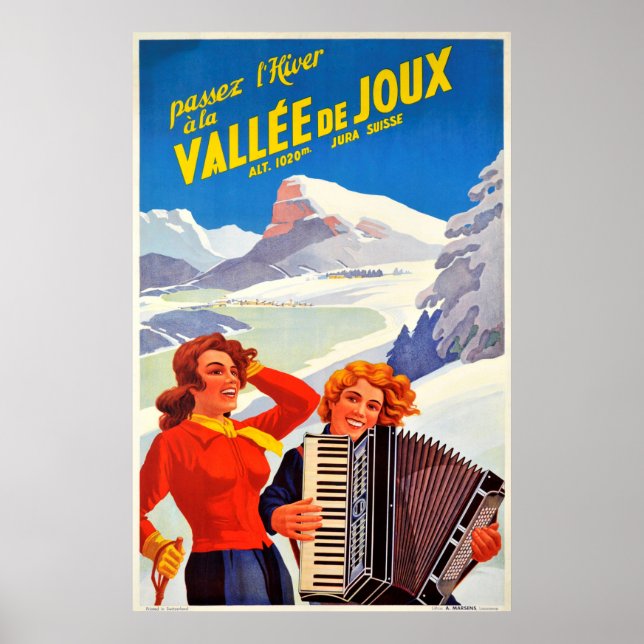 Poster Vallee De Joux Suisse Vintage Voyage Suisse (Devant)