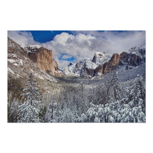 Poster Vallée de Yosemite à la neige (Devant)