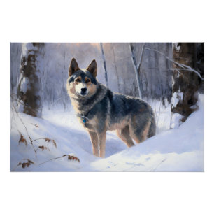 Poster Vallhund Suédois Qu'il neige Noël