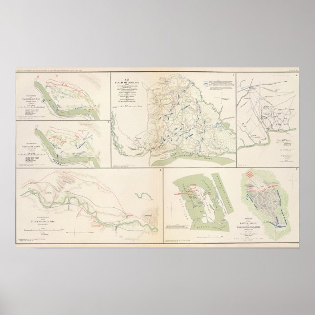Poster Valverde, Shiloh, Ft Craig, Roanoke Island (Devant)