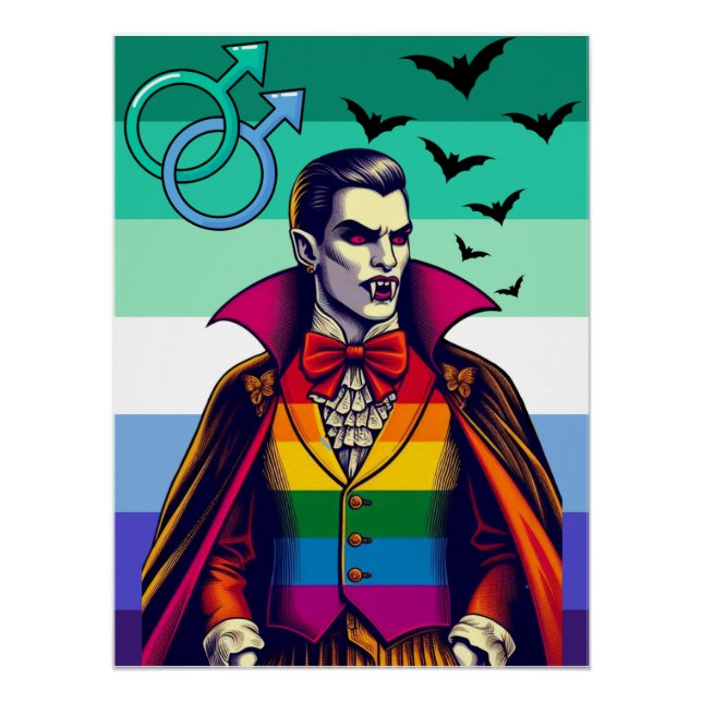 Poster Vampire Gay En Drapeau Arc-En-Ciel (Devant)
