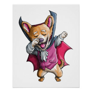 Poster Vampire qui fait dabber Corgi Mignon Halloween Cor