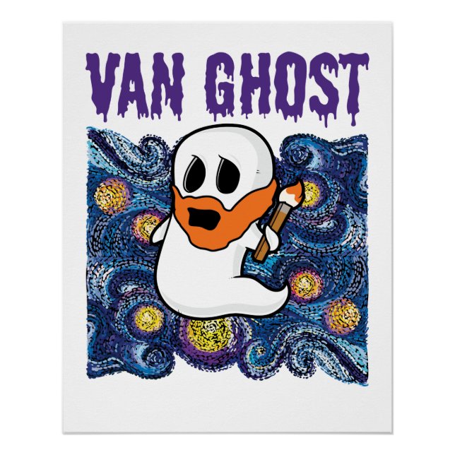 Poster Van Ghost Funny Art Halloween Van Gogh (Devant)