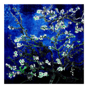 Poster Van Gogh Almond Blossoms bleu vert
