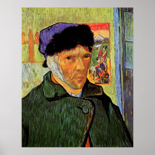 Poster Van Gogh ; Autoportrait avec l'oreille bandée