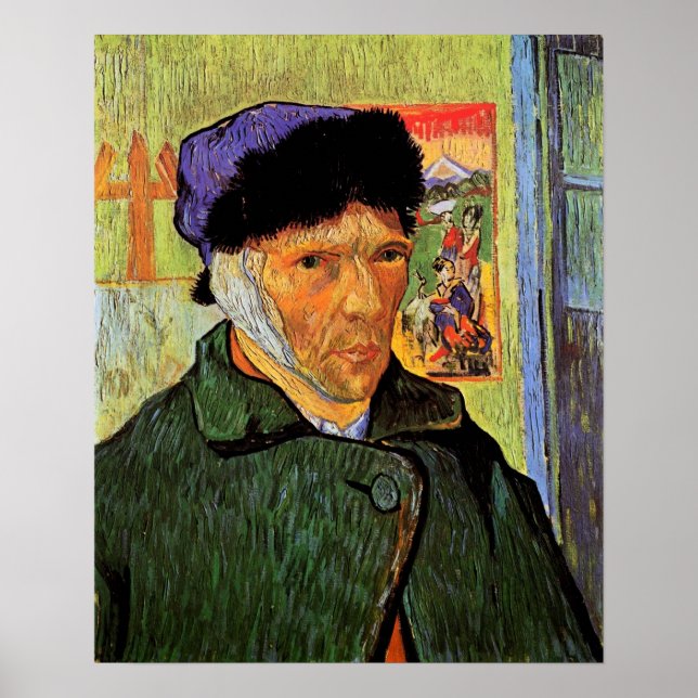 Poster Van Gogh ; Autoportrait avec oreille bandée (Devant)