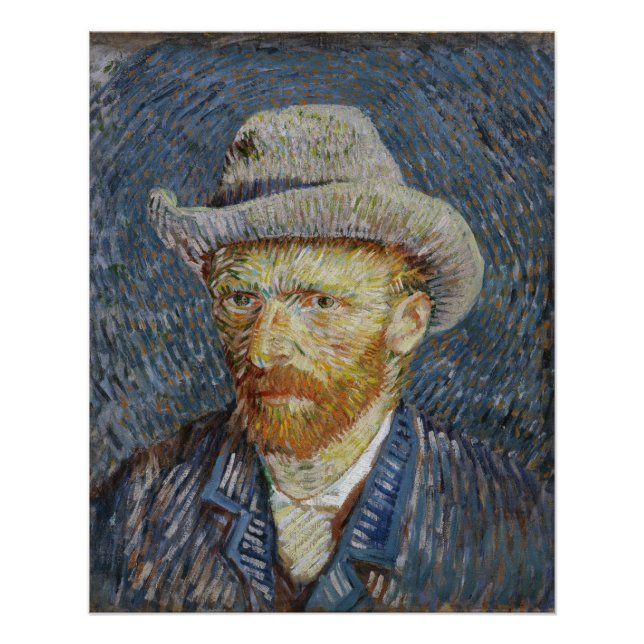 Poster Van Gogh Autoportrait Gris Sens Casquette Peinture (Devant)