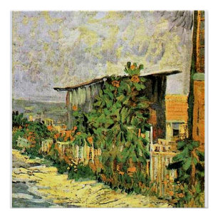Poster Van Gogh - Chemin Montmarte avec des tournesols,