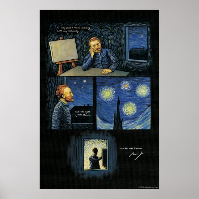 Poster Van Gogh cite : La vue des étoiles (Devant)