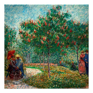 Poster Van Gogh Garden à Montmartre avec amoureux