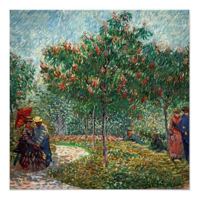 Poster Van Gogh Garden à Montmartre avec amoureux (Devant)