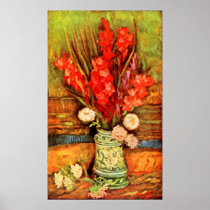 Poster Van Gogh - La vie morte avec des gladiolas rouges