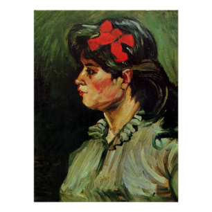 Poster Van Gogh - Portrait de femme au ruban rouge