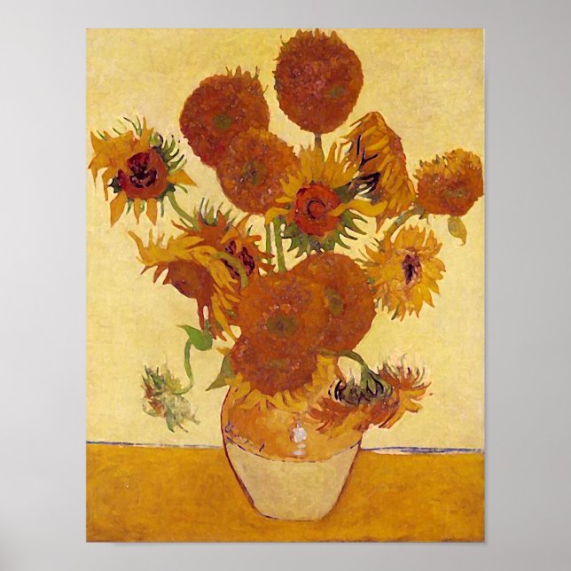 Poster Van Gogh Sunflowers (F454) Art Vintage (Devant)