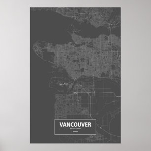 Poster Vancouver (Colombie-Britannique) (blanc sur noir)