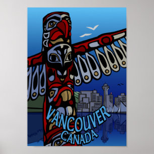 Poster Vancouver Totem Poteau Souvenir