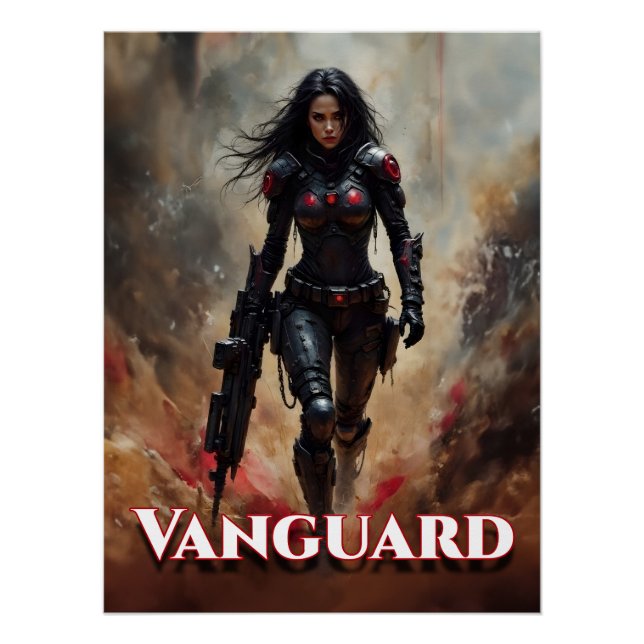 Poster Vanguard – Guerrière Féminine Futuriste (Devant)