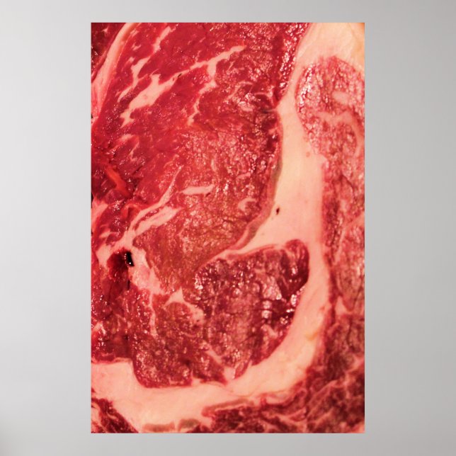 Poster Vapeur de Ribeye de viande crue (Devant)