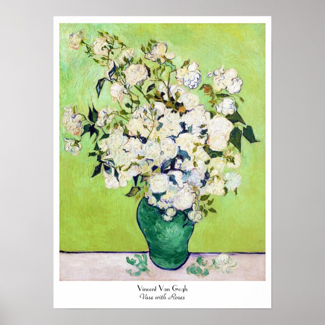 Poster Vase avec Rose Vincent Van Gogh peinture (Devant)