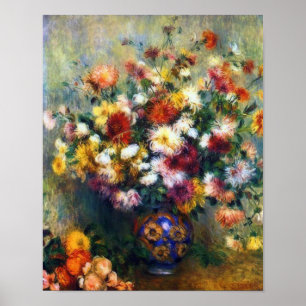 Poster Vase de Chrysanthemums Art de Renoir