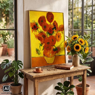 Poster Vase de fleurs Still Life avec 15 tournesols Vince