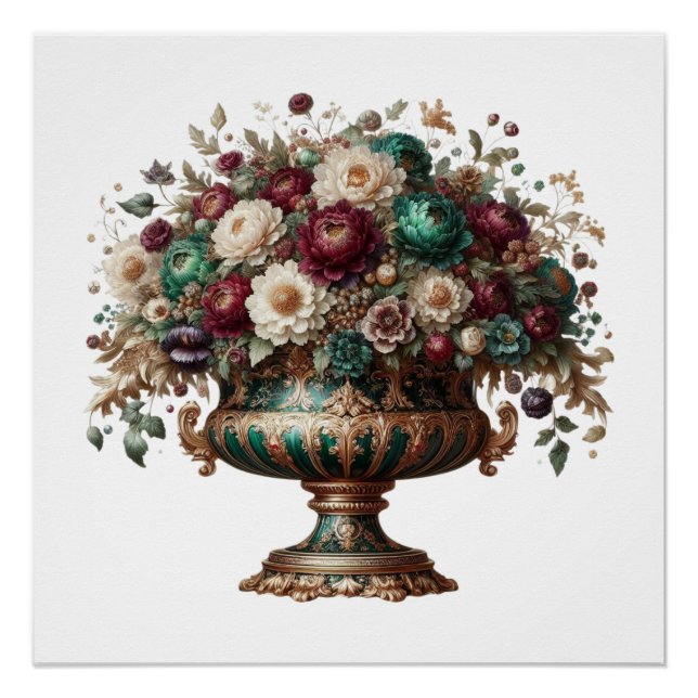 Poster Vase floral de Bavière victorien (Devant)