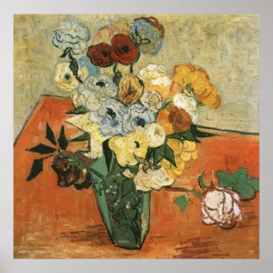 Poster Vase japonaise avec Roses par Vincent van Gogh